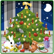 Happy christmas tree with ornaments and gifts (vector)