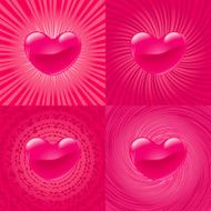 Pink Heart on four variant backgrounds