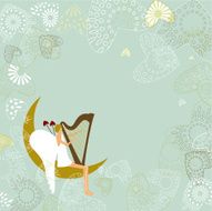 Cupid playing the harp N2