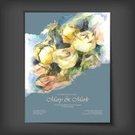 Vector Watercolor Roses Wedding Invitation