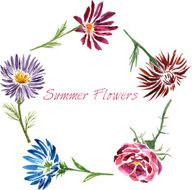 watercolor drawing card with flowers N7
