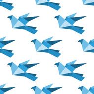 Origami pigeons and doves seamless pattern