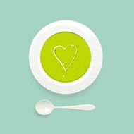 Pea soup love valentine spoon and bowl