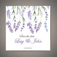 Wedding invitation with vintage watercolor lavander