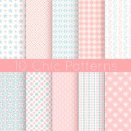 Chic different vector seamless patterns Pink white and blue N2