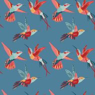 Hummingbird Background - Retro seamless pattern
