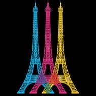 Eiffel Tower 3 colored Silhouette Vector Illustration