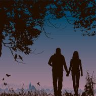 lovers at night romantic nature background