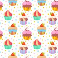 Cute colorful seamless pattern with muffins N2
