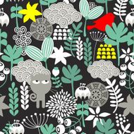 Seamless pattern with black cat