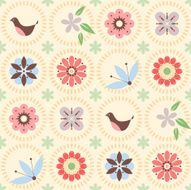 seamless flowers bird