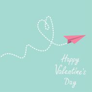 Origami paper plane Dash heart Happy Valentines day N2