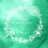 vintage floral frame at watercolor background N2