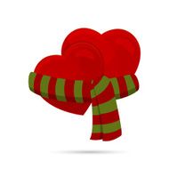 two hearts wrapped up with a scarf