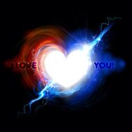 Heart symbol in fire and Lightning effect