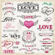 Valentine&#039;s day Calligraphic vector set N2