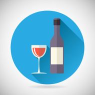 Wine Luxury Alcohol Symbol Bottle with stopper and Glass Icon