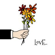 vector hand holding a bunch of flowers