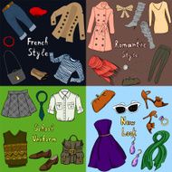 Set of four different stile clothes N2