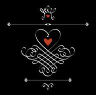 Cute calligraphic heart crown flourish