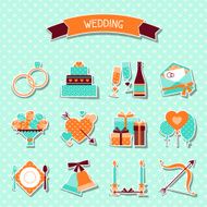 Set of retro wedding icons and design elements