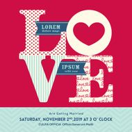 LOVE word wedding invitation