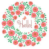 Vector floral card with wreath from flowers leaves and text N2