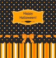 Halloween card with bow on polka dots background