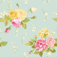 Seamless Floral Shabby Chic Background - Vintage Roses Flower N5