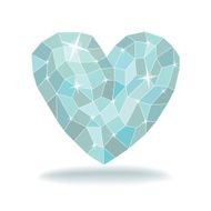 Abstract triangles - polygons ice heart in white background