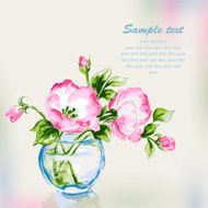 Spring watercolor flowers in vase Greeting Card N2