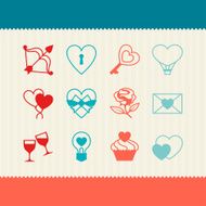 Set of Valentine&#039;s and Wedding icons design elements N3