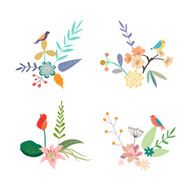 Hand Drawn vintage floral elements Set of flowers N10