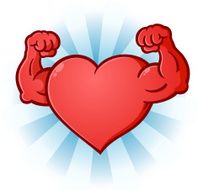 Heart Flexing Muscles Cartoon Character N4