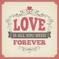 Wedding love forever typography vintage card background design