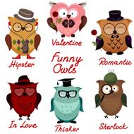 funny owls set for your design N5