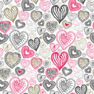 Seamless wallpaper with hand drawn Valentine hearts