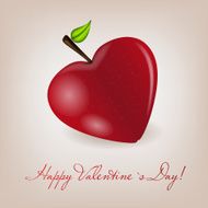 Happy Valentines Day card with apple heart Vector illustration N4