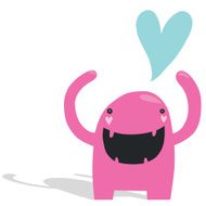 Happy Pink Monster in Love