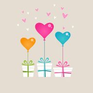 Gifts with color heart balloon