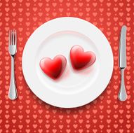 Red hearts on a plate Valentine&#039;s Day