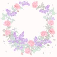 Wreath Floral Frame Roses and Lilac