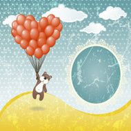 Cute teddy bear with a balloon