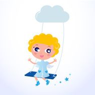 Cute little cartoon Christmas Angel Cupid with blond hair N2