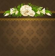 Roses with lace ornaments on background Vector N3
