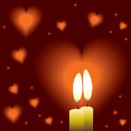 Romantic background with two candles and hearts