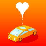 lovely brand new hybrid car birthday present character illustration