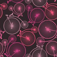 Seamless pattern of vintage bicycles