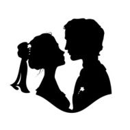 Silhouettes of bride and groom N6