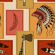 Seamless pattern of American Indians symbols